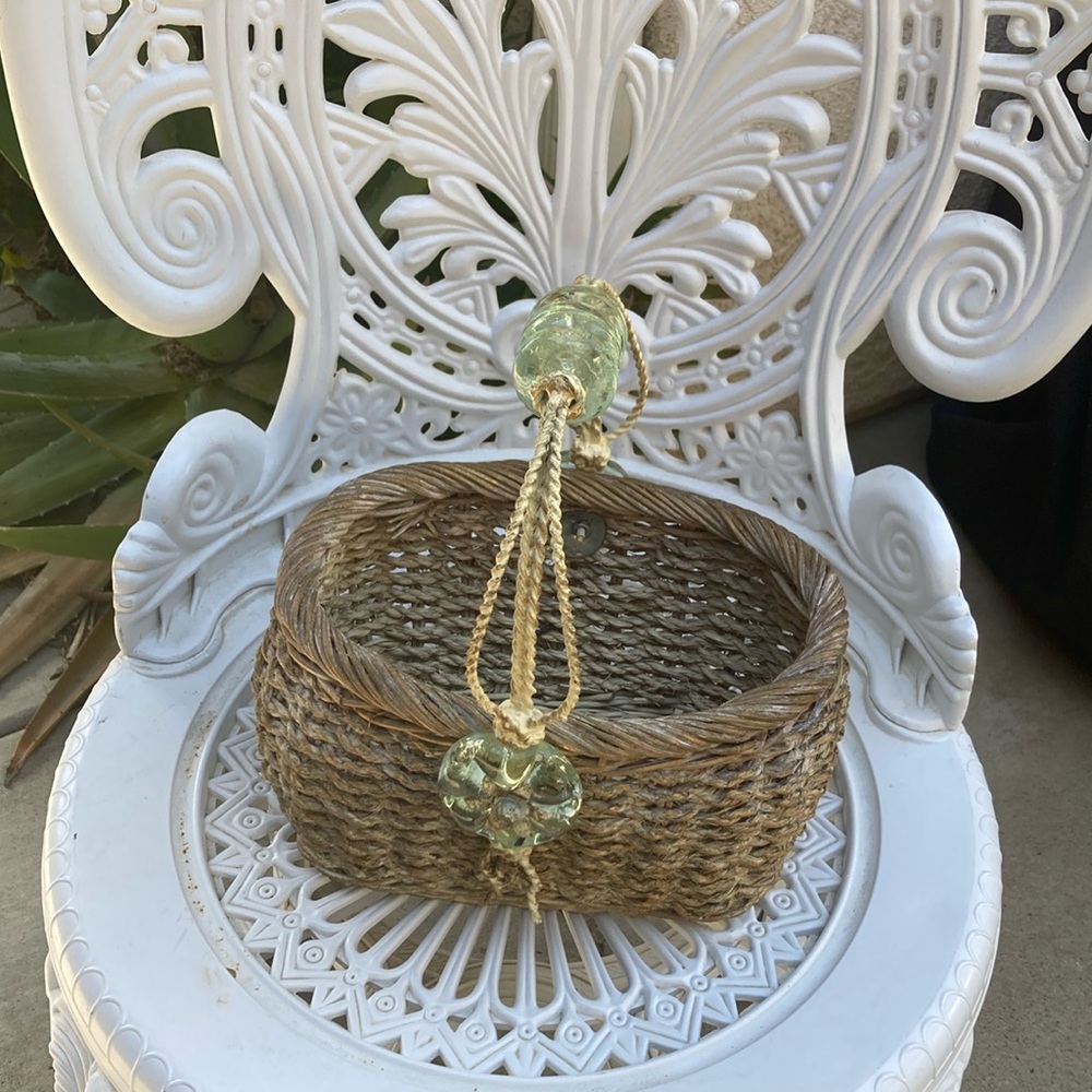Green and Tan Decorative Basket Accent